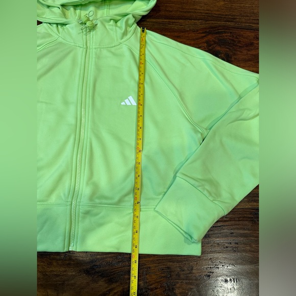 NWT!🔥Adidas AEROREADY GAME AND GO FULL-ZIP HOODED FLEECE JACKET Women Lime - Picture 14 of 15